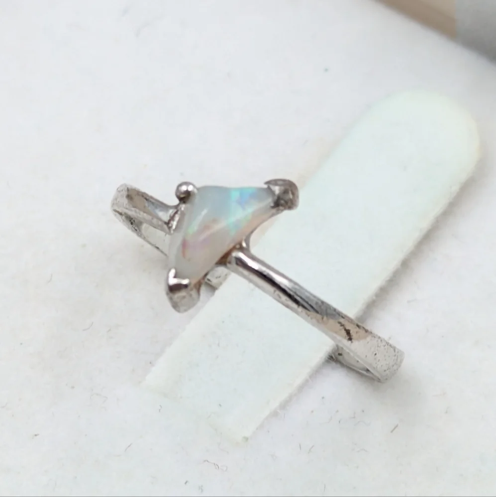 Artisan rough opal 925 sterling silver ring - Picture 3 of 8